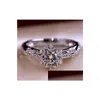 1Ct Classic Solid 925 Sterling Sier Wedding Anniversary Lovers Sona Diamond Ring Engagement Party Band Fine Jewelry Men Women Fan Drop Dhzvs