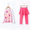 Childrens swimwear girls clothes long sleeves pants beach sunscreen quickdrying medium and older childrens split swimsuit 230411