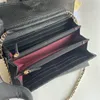 Berühmte Marke WOC CC Kleine Kauflatten -Umhängetaschen Frauen Ketten -Crossbody -Tasche Neue Geldbörse mit vielen Taschen Kreditkarte Halter echte Lederkupplung mit Box 2374