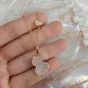 V Gold High Quality Gourd Necklace Natural White Fritillaria Red Agate Pendant Light Luxury Small Crowd Collar Chain