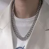 Korean Version Niche Design Trend Hip-hop Titanium Steel Ins Fashion Double Row Full Diamond Punk Cuban Necklace for Men and Women