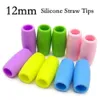 Cannucce da 12 mm multicolori per uso alimentare in silicone, punte di cannuccia, copertura morbida, riutilizzabile, in metallo, ugelli in acciaio inossidabile adatti solo per 1 302 t