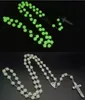 Luminous Christian Catholic Cross Rosary Necklace Glowing Light in Dark Beads Necklaces for Men Women Christians