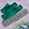 YouLaPan S233-LG Handgemaakte Strass Smaragd Applique Riem Groene Jurk Taille Decoratie Bruiloft Feestavond Lint Riem Sjerp