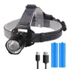 Lampy głowicy 1800 lm jasne reflektor XHP160 Mocna reflektor LED Work Light Torch IPX4 Wodoodporna wysoka moc lampa połowowa USB Lampka P230411