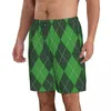 شورت الرجال سروال سباحة الشاطئ جذوع تجفيف سريع للرجال سانت باتريكز يوم Argyle Plaid Swimwear Bovens Board Fast Dry Beach