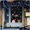 Stickers muraux Autocollant de fenêtre de Noël Père Noël Elk Joyeux Décorations pour la maison Cristmas Ornement Décor Cadeaux de Noël Année 220919 Dro Dhsap