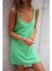 Casual Dresses Makaron Color Waffle Straps Tank Mini Dress Female U Neck Loose Off-Shoulder Backless Solid Sexy Street Home