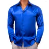 Men's Casual Shirts Barry Wang 30 Colors For Men Long Sleeve Silk Solid Satin Red Blue Green Yellow Gold Purple Silver Male Clothing