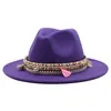 Szerokie brzegowe czapki wiadra Hats Fashion Fall Winter Wide Brim Fedora kapelusz kobiety z paskiem Panama Jazz Cap Trilby Feel Vintage Hats Chapeau Feutre Homme 230410