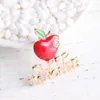 Broszki Super Nauczyciela Prezent na Xmas Unisex Rhinestone Broach Broach Pin Show Your Love Teacher's Day Red Emali