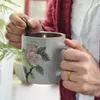 Vintage kawy kubek jingdezhen ręcznie malowany piwonia ceramiczna puchar twórcza osobowość retro MUG269U