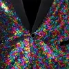 Abiti da uomo Blazer Colorati Glitter Paillettes Decorazione Colletto nero Giacca da uomo Abiti da festa di nozze Cappotti Giacca da uomo blu S M L XL XXL 231110