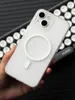 Lyxfodral Korrugerat mönster Matt magnet trådlöst laddningsfodral för iPhone 15 14 13 Pro Max Transparent Hard PC -täckning