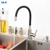 Robinets de cuisine ULA tuyau coloré noir Chrome mitigeur d'eau froide bec d'évier pour acier inoxydable 230411