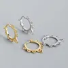 Brincos de argola 18k ouro 925 prata esterlina prata hollowlor padrão de flor huggie piercing ore ósseo c-yhe0404