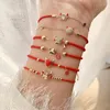 Gliederarmbänder Kette süße Kuh Anhänger Paar Jahr Glück Schmuck Freunde Geschenke verstellbar rot Charm Seil Perlen Damen Hand