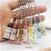 7 färger Creative Wine Bottle Keychain Pendant Simation Bottles Key Chain Bag Ornament Craft Gift Drop Delivery DH1RA