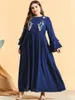 Etnische kleding groot formaat stijlvolle en waardige Arabische jurk geborduurd gegolfd wijd uitlopende lange mouw moslim casual abaya kalkoen kaftan