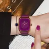 Relógios femininos WWOOR LUXURY BRANCE PARA Women Fashion Square Purple Ladies Quartzwatch Wristwatch impermeável banda de silicone Relogio feminino 230410