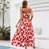 Vestido de duas peças estampa floral com cintura alta de cintura