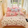 Bedding sets Jacquard Bedding Sets Milk Velvet Winter Warm Four Piece Set Thicken Quilt Cover Bed Linen Pillowcase Queen King Bedroom Decor 231110