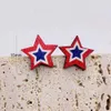 Dangle Chandelier New Independence Day Ear Studs American Flag Round Heartshaped FivePointed Star Sunflower Wooden Stud Earrings Gift Wholesale Z0411