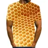 Мужские рубашки M Men Tshirt с коротким рукавом 3D Honeycomb для мужских пчели