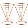 Flatware Sets 2 Pcs Cone Snack Holder Appetizer Serving Racks Fries Metal French Stand Stainless Steel Basket