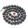 Loose Gemstones Natural Black Gold Lepidolite Smooth Round Beads Wholesale Gemstone Semi Precious Jewelry Making 15"