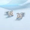 Stud Princess Cut 2Ct Diamond Test doorgegeven Rhodium vergulde 925 Silver D Color Stud oorbellen Sieraden Cadeau 230410