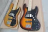 Hochwertiger 4-saitiger Jazz-E-Bass, Lindenkorpus, Ahornhals, Griffbrett, Sunburst, Naturweiß, 9 V, aktive Batterie, verchromte Hardware