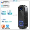 Campainhas TUYA Vídeo Campainha WIFI 1080P HD Exterior Telefone Campainha Câmera Segurança Vídeo Intercom IR Night Vision AC USB Power Smart Home YQ231111