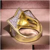 Med sidorstenar Mens Iced Out Gold Rings Fivepointed Star Fl Diamond Hip Hop Ring Jewelry Drop Delivery Dhgarden Otxp1