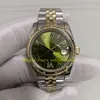 Echte foto met doos Automatische dameshorloges Dames 31 mm 278273 Geelgoud Staal Olijfgroene wijzerplaat Diamant VI Gladde rand Mechanische horloges Horloge