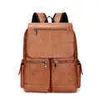 New PU leather backpack men's Fashion College Student schoolbag leisure computer bag 230411