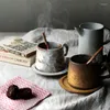 Filiżanki spodki nordyckie nowoczesne vintage ceramiczne kubek kawy pucha kubki kreatywne kubki minimalistyczny porcelanowy kubek tazas kubek