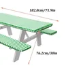 테이블 천 피크닉 의자 커버 키트 격자 무늬 PVC 방수 사각형 식탁보 탄성 벤치 실내 실외 테이블을위한 탄성 벤치 커버