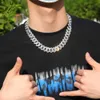 Pendant Necklaces THE BLING KING NEBA 18mm Zinc Alloy SLink Mens Miami Cuban Necklace Bracelet Set Full Bling Iced s Hiphop Jewelry 231110