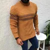 Men's Sweaters Men Autumn Winter Stripes Splicing Sweater Casual Slim Fit Knitted Tops O-neck Long Sleeve Color-Blocked Pullover Knitwear