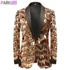 Mäns kostymer blazers Mens Luxury Wave Randig Gold Sequin Blazer Jacket Sal Lapel One Button Shiny Wedding Party Suit Jackets Dinner Tuxedo Blazer 231110