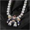 Pendant Necklaces Cartoon Iced Out Necklace Mens Hip Hop Jewelry High Quality 3D Robot Drop Delivery Pendants Dhgarden Ote5V