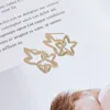 Stud real 18 k gold Woman Stud Earrings Unusual Earings Trend Piercing Small Crystal Vintage Ear Cuffs For Party Womens Jewelry 230410