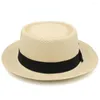 Bérets Lager Taille Réglable US 7 1/2-7 5/8 UK L-XL Hommes Femmes Paille Pork Pie Chapeaux Été Sunhat Boater Cap Sailor Sombrero Beach Fedora