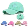 Ball Caps Womens Washed Cotton Baseball Cap Glitter Star Embroidery Vintage Screadsy Mysy High Bun Hostail Hole Hape Hat 230410