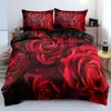 Bedding Sets 3D Pink Rose Custom Duvet Cover Set White Bed Linens 203x230 Full Twin Size Quilt Covers Bedspread Home Texitle