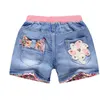 Shorts Summer Kids Denim For Girls Fashion Girl Princess Jeans Pantaloni per bambini Abbigliamento floreale 230411