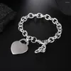 Lien Bracelets Fine 925 Couleur Argent Charme Coeur Carte Chaîne Pour Les Femmes De Noce Classique Dame Vacances Cadeaux De Mode Bijoux