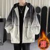 Men's Hoodies Zipper Cardigan Fleece Gradient Tie Dye Harajuku Hooded Autumn Winter Casual Long Sleeve Men Sweatshirts Fashion Oversized