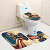 Shower Curtains Cute Star Hair American Wearing Cloak Girl Bathroom Anti-skid Rugs Toilet Lid Cover Bath Mat Set Home Decor247S